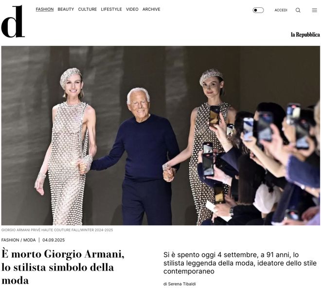 落！乔治·阿玛尼去世享年91岁冰球突破豪华版“时尚之王”陨